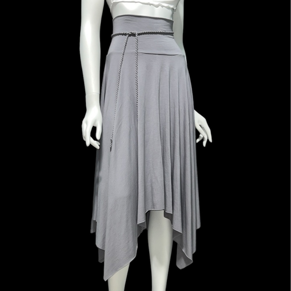Y2K RARE Forever 21 Uneven Hem High Waisted MIDI A-line Skirt Gray XSmall - Picture 3 of 16